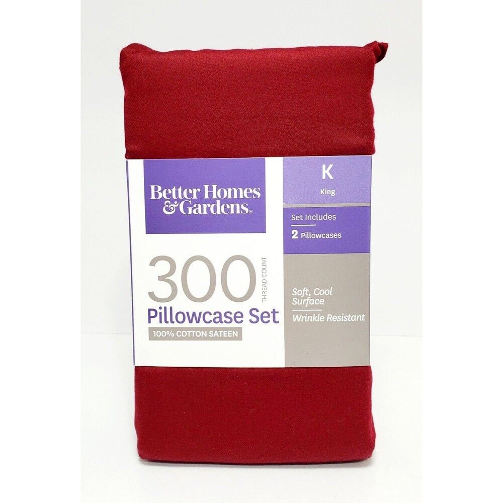 Better Homes & Gardens King Pillowcase Set 100% Cotton 300 Thread Count New
